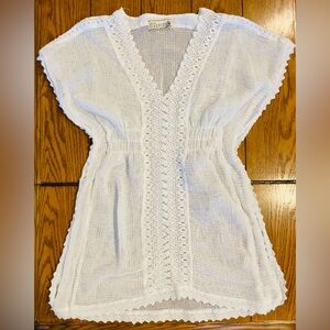 Seaspice Crochet Beach Coverup, size large, 100% cotton, elastic at waist area